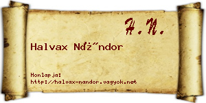 Halvax Nándor névjegykártya